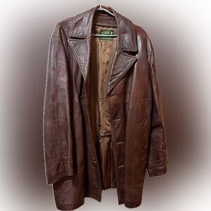 Vintage 1970s “Series 500” Leather Safari Jacket – Brown | 2XL | Great Condition